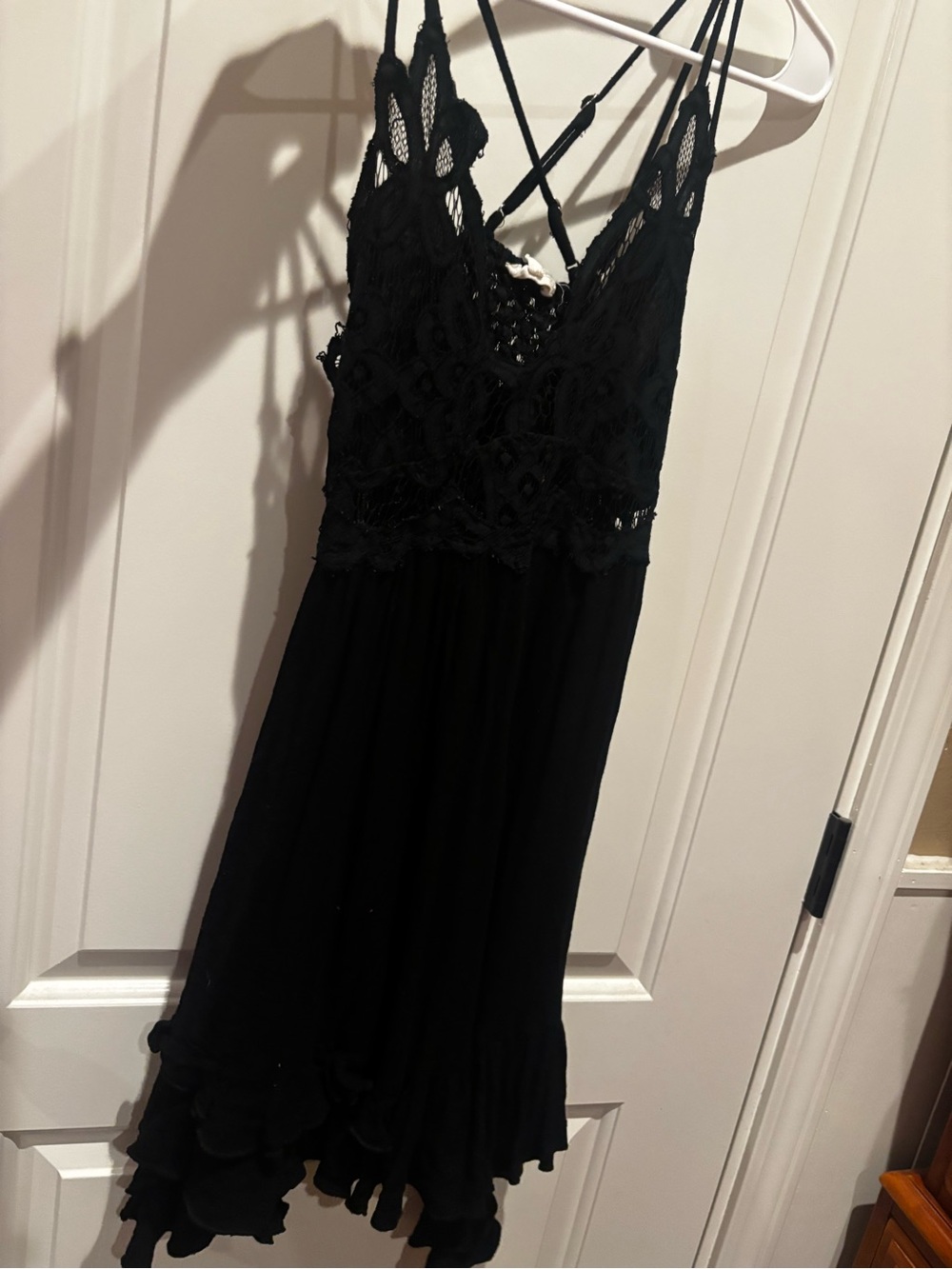 Black Lace Bodice Spaghetti Strap Dress